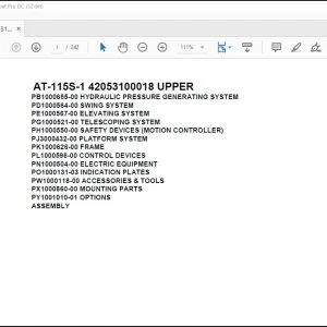 Tadano Crane AT-115S-1 42053100018 UPPER Spare Parts Manual - PDF DOWNLOAD