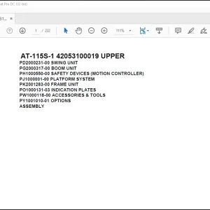 Tadano Crane AT-115S-1 42053100019 UPPER Spare Parts Manual - PDF DOWNLOAD