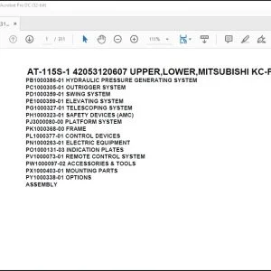 Tadano Crane AT-115S-1 42053120607 UPPER,LOWER,MITSUBISHI KC-FE658C6 Spare Parts Catalog Manual - PDF DOWNLOAD