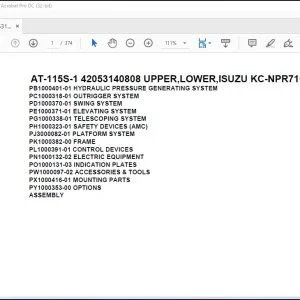 Tadano Crane AT-115S-1 42053140808 UPPER,LOWER,ISUZU KC-NPR71GDR Spare Parts Catalog Manual  - PDF DOWNLOAD