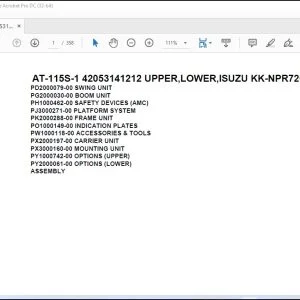 Tadano Crane AT-115S-1 42053141212 UPPER,LOWER,ISUZU KK-NPR72GDR 5LXPYT Spare Parts Catalog Manual - PDF DOWNLOAD
