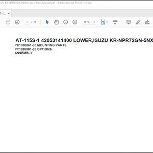 Tadano Crane AT-115S-1 42053141400 LOWER,ISUZU KR-NPR72GN-5NXNY Spare Parts Manual - PDF DOWNLOAD