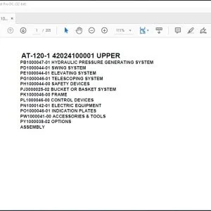 Tadano Crane AT-120-1 42024100001 UPPER Spare Parts Catalog Manual - PDF DOWNLOAD