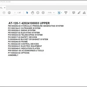 Tadano Crane AT-120-1 42024100003 UPPER Spare Parts Catalog Manual - PDF DOWNLOAD