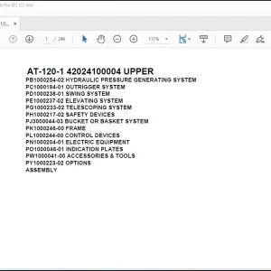 Tadano Crane AT-120-1 42024100004 UPPER Spare Parts Catalog Manual - PDF DOWNLOAD
