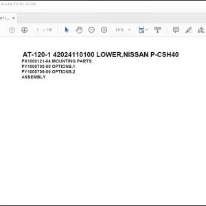 Tadano Crane AT-120-1 42024110100 LOWER,NISSAN P-CSH40 Spare Parts Catalog Manual - PDF DOWNLOAD