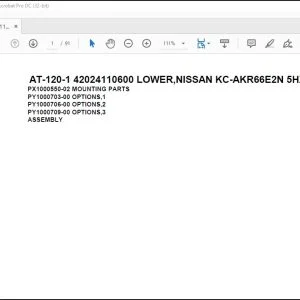 Tadano Crane AT-120-1 42024110600 LOWER,NISSAN KC-AKR66E2N 5HX Parts Catalog Manual - PDF DOWNLOAD