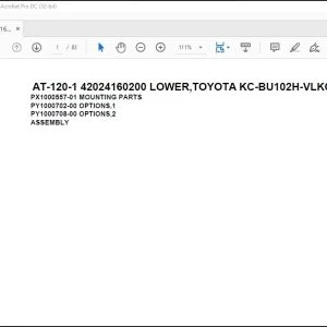 Tadano Crane AT-120-1 42024160200 LOWER,TOYOTA KC-BU102H-VLKQ Parts Catalog Manual - PDF DOWNLOAD