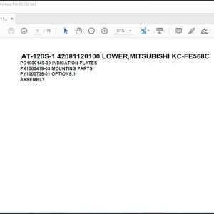 Tadano Crane AT-120S-1 42081120100 LOWER MITSUBISHI KC-FE568C Spare Parts Catalog Manual  - PDF DOWNLOAD