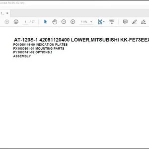 Tadano Crane AT-120S-1 42081120400 LOWER MITSUBISHI KK-FE73EEX 6A1 Spare Parts Catalog Manual - PDF DOWNLOAD
