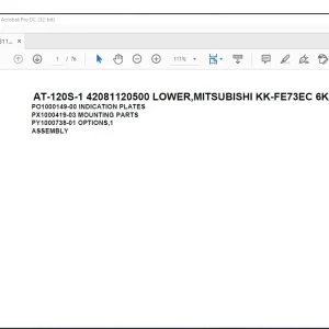 Tadano Crane AT-120S-1 42081120500 LOWER,MITSUBISHI KK-FE73EC 6KA1 Spare Parts Catalog Manual - PDF DOWNLOAD
