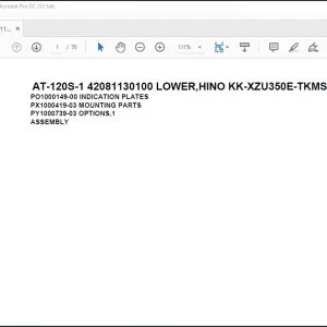 Tadano Crane AT-120S-1 42081130100 LOWER HINO KK-XZU350E-TKMSS3 Spare Parts Catalog Manual - PDF DOWNLOAD