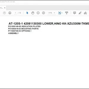 Tadano Crane AT-120S-1 42081130300 LOWER,HINO KK-XZU330M-TKMSS3 Spare Parts Catalog Manual - PDF DOWNLOAD