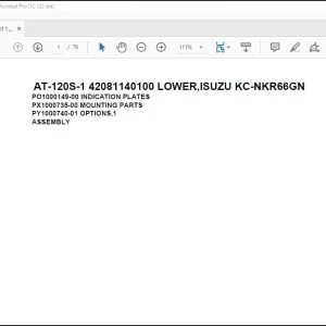 Tadano Crane AT-120S-1 42081140100 LOWER,ISUZU KC-NKR66GN Spare Parts Catalog Manual - PDF DOWNLOAD