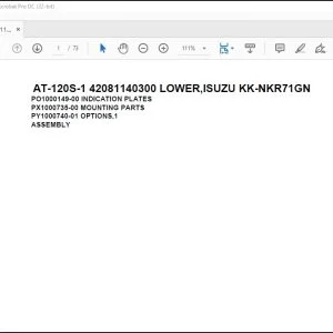 Tadano Crane AT-120S-1 42081140300 LOWER ISUZU KK-NKR71GN Spare Parts Catalog Manual - PDF DOWNLOAD
