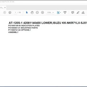 Tadano Crane AT-120S-1 42081140400 LOWER ISUZU KK-NKR71LV-5JXY Spare Parts Catalog Manual - PDF DOWNLOAD