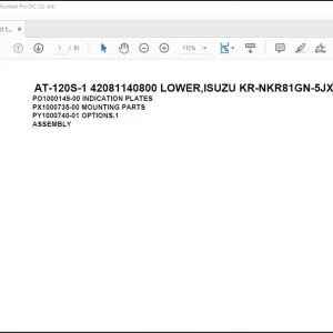 Tadano Crane AT-120S-1 42081140800 LOWER,ISUZU KR-NKR81GN-5JXY Spare Parts Catalog Manual - PDF DOWNLOAD