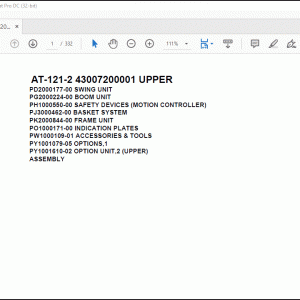 Tadano Crane AT-121-2 43007200001 UPPER Spare Parts Catalog Manual - PDF DOWNLOAD