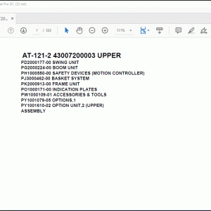 Tadano Crane AT-121-2 43007200003 UPPER Spare Parts Catalog Manual - PDF DOWNLOAD