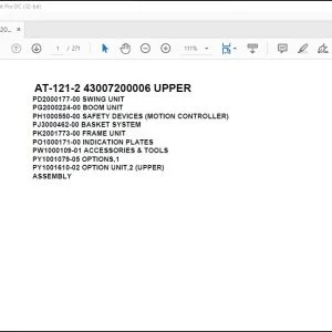 Tadano Crane AT-121-2 43007200006 UPPER Spare Parts Catalog Manual - PDF DOWNLOAD