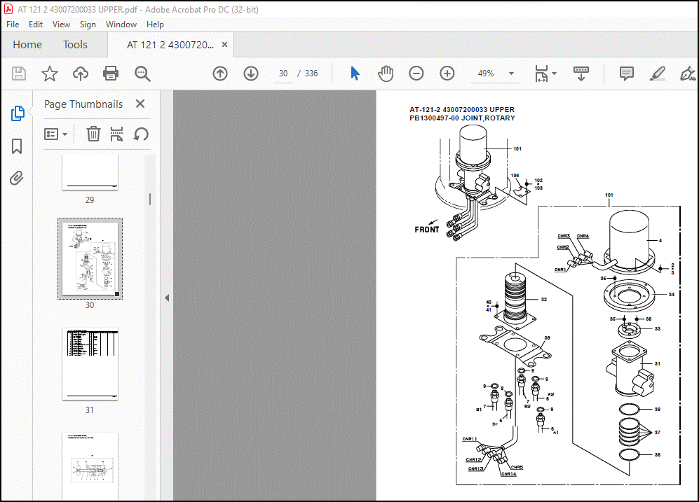 Tadano Crane AT-121-2 43007200033 UPPER Spare Parts Catalog Manual ...