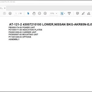 Tadano Crane AT-121-2 43007210100 LOWER,NISSAN BKG-AKR85N-EJ5AHY-M Parts Manual - PDF DOWNLOAD