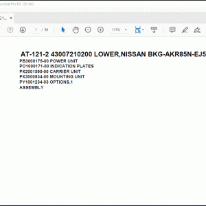 Tadano Crane AT-121-2 43007210200 LOWER,NISSAN BKG-AKR85N-EJ5AHY-M Spare Parts Manual - PDF DOWNLOAD