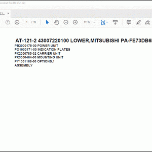 Tadano Crane AT-121-2 43007220100 LOWER,MITSUBISHI PA-FE73DB6KA3 Parts Catalog Manual - PDF DOWNLOAD
