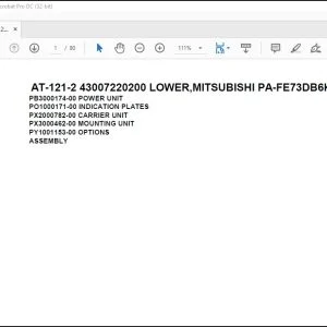 Tadano Crane AT-121-2 43007220200 LOWER,MITSUBISHI PA-FE73DB6KA3 Spare Parts Manual - PDF DOWNLOAD