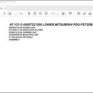 Tadano Crane AT-121-2 43007221200 LOWER,MITSUBISHI PDG-FE73DB 6KA4 Parts Manual - PDF DOWNLOAD