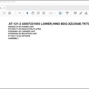 Tadano Crane AT-121-2 43007231000 LOWER,HINO BDG-XZU304E-TKTQB6 Parts Catalog Manual - PDF DOWNLOAD