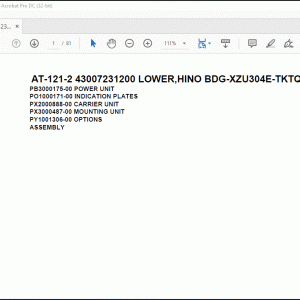 Tadano Crane AT-121-2 43007231200 LOWER,HINO BDG-XZU304E-TKTQB6 Parts Catalog Manual - PDF DOWNLOAD