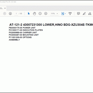 Tadano Crane AT-121-2 43007231300 LOWER,HINO BDG-XZU304E-TKMQB6 Parts Catalog Manual - PDF DOWNLOAD