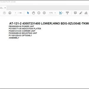 Tadano Crane AT-121-2 43007231400 LOWER,HINO BDG-XZU304E-TKMQB6 Parts Catalog Manual - PDF DOWNLOAD