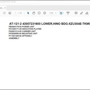 Tadano Crane AT-121-2 43007231600 LOWER,HINO BDG-XZU304E-TKMQB6 Parts Catalog Manual - PDF DOWNLOAD