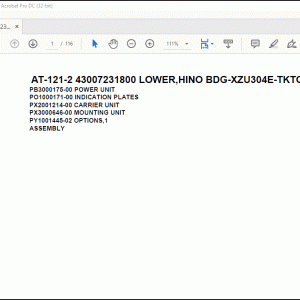 Tadano Crane AT-121-2 43007231800 LOWER,HINO BDG-XZU304E-TKTQB6 Parts Catalog Manual - PDF DOWNLOAD
