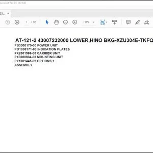 Tadano Crane AT-121-2 43007232000 LOWER,HINO BKG-XZU304E-TKFQG6 Parts Catalog Manual - PDF DOWNLOAD