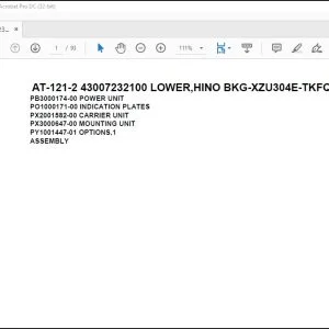 Tadano Crane AT-121-2 43007232100 LOWER,HINO BKG-XZU304E-TKFQG6 Parts Catalog Manual - PDF DOWNLOAD