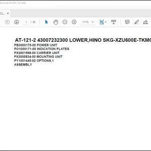 Tadano Crane AT-121-2 43007232300 LOWER,HINO SKG-XZU600E-TKMQC6 Parts Catalog Manual - PDF DOWNLOAD