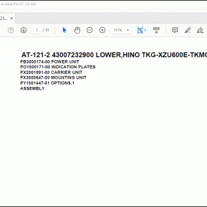 Tadano Crane AT-121-2 43007232900 LOWER,HINO TKG-XZU600E-TKMQC6 Parts Catalog Manual - PDF DOWNLOAD