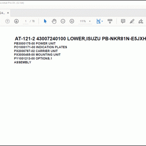 Tadano Crane AT-121-2 43007240100 LOWER,ISUZU PB-NKR81N-E5JXHY-B Parts Catalog Manual - PDF DOWNLOAD