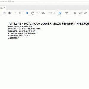Tadano Crane AT-121-2 43007240200 LOWER,ISUZU PB-NKR81N-E5JXHY-B Parts Catalog Manual - PDF DOWNLOAD