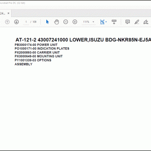 Tadano Crane AT-121-2 43007241000 LOWER,ISUZU BDG-NKR85N-EJ5AHY-M Spare Parts Manual - PDF DOWNLOAD