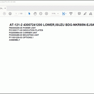 Tadano Crane AT-121-2 43007241200 LOWER,ISUZU BDG-NKR85N-EJ5AHY-M Spare Parts Manual - PDF DOWNLOAD