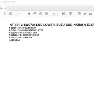 Tadano Crane AT-121-2 43007241300 LOWER,ISUZU BDG-NKR85N-EJ5AHY-D Spare Parts Manual - PDF DOWNLOAD