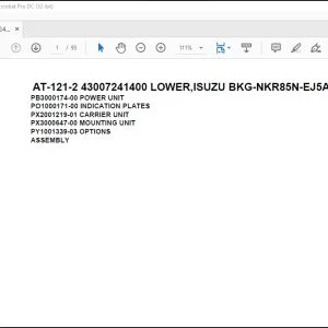 Tadano Crane AT-121-2 43007241400 LOWER,ISUZU BKG-NKR85N-EJ5AHY-M Spare Parts Manual - PDF DOWNLOAD