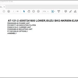 Tadano Crane AT-121-2 43007241600 LOWER,ISUZU BKG-NKR85N-EJ5AHY-M Spare Parts Manual - PDF DOWNLOAD