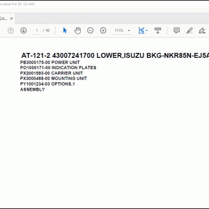 Tadano Crane AT-121-2 43007241700 LOWER,ISUZU BKG-NKR85N-EJ5AHY-M Spare Parts Manual - PDF DOWNLOAD