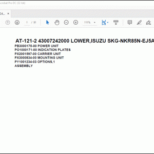 Tadano Crane AT-121-2 43007242000 LOWER,ISUZU SKG-NKR85N-EJ5AHY-M Spare Parts Manual - PDF DOWNLOAD