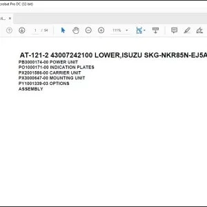 Tadano Crane AT-121-2 43007242100 LOWER,ISUZU SKG-NKR85N-EJ5AHY-D Spare Parts Manual - PDF DOWNLOAD